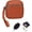 Brown, variant on Square Leather Mini Card Wallet Coin Purse, Portable Small Zipper Change Pouch with Wrist Strap & Key Ring for Women (Orange)