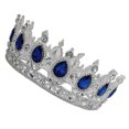 thumbnail image 2 of EeaseMX Elegante corona de novia, tocado de boda, tocado encantador, accesorio para vestido de novia, adorno para el cabello de fiesta para mujer (plata y azul), 2 of 7