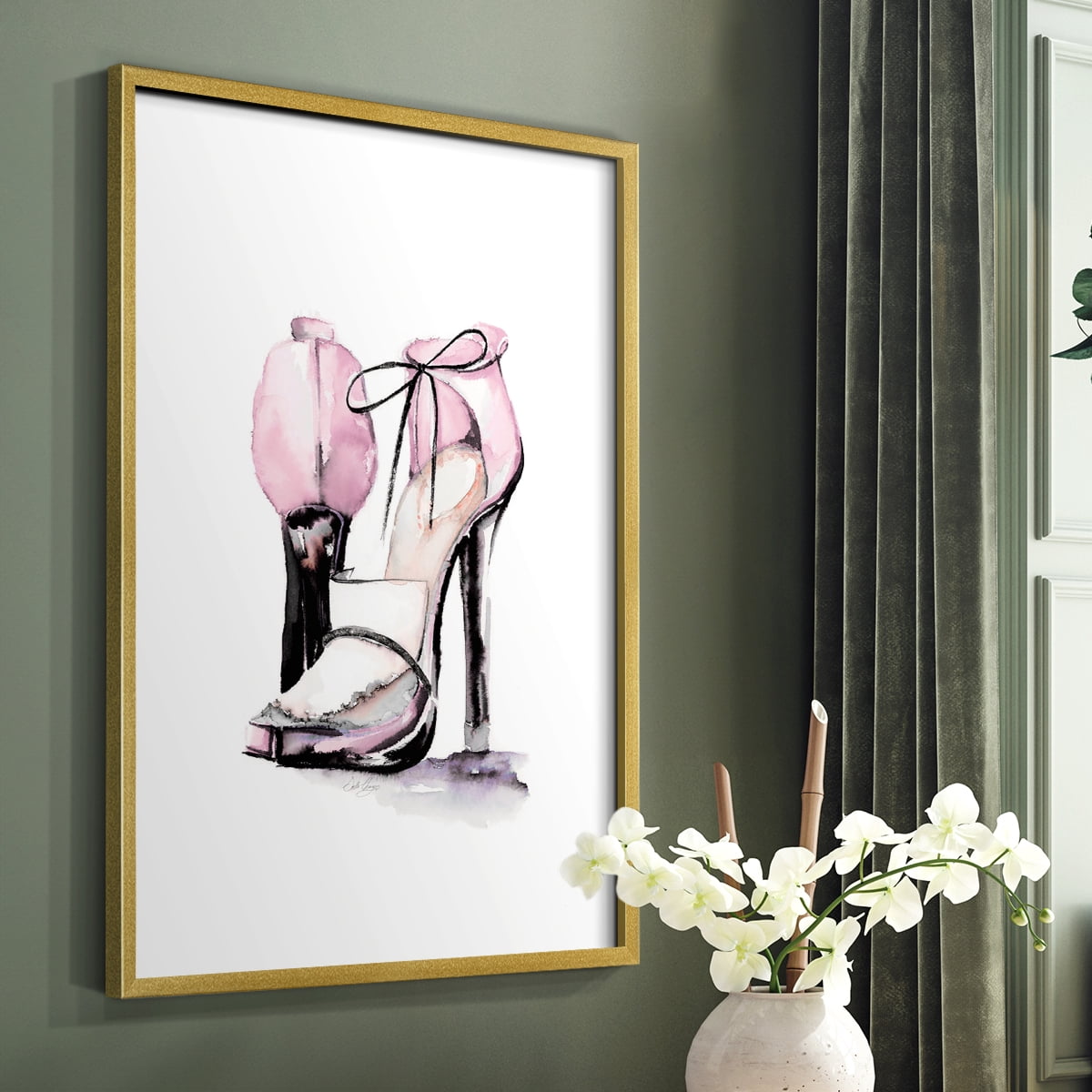 Loafer Heel in Gold Solid Wood 16 x 20 Framed Print