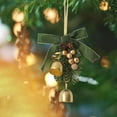 thumbnail image 4 of Christmas Bell Ornaments, Gold Christmas Bells, Christmas Tree Wreath Bow Christmas Ribbon Bows with Bells Velvet Pine Cone Bow Christmas Tree Hanging Ornaments 10x4inch C, 4 of 6