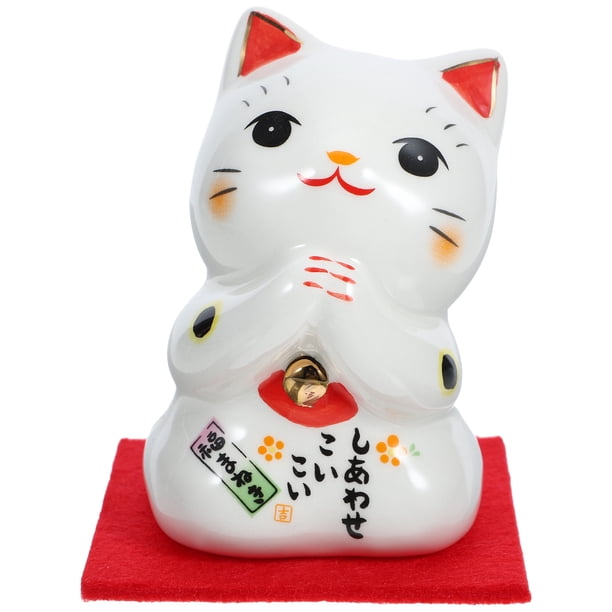 1 adorable adorno de gato de la suerte de cerámica para decoración del hogar.
