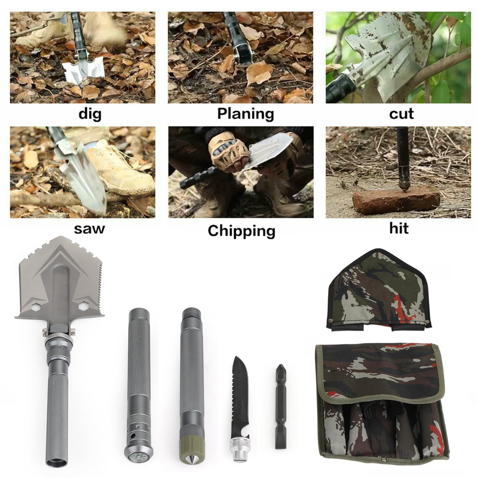 Camping Klappschaufel Set Taktische Outdoor Notfall Survival Spade Tools Kit 