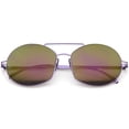 thumbnail image 2 of zeroUV - Modern Thin Metal Frame Brow Bar Colored Mirror Lens Round Sunglasses 59mm - 59mm, 2 of 5