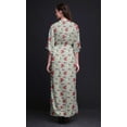 thumbnail image 2 of Bimba Robe Kimono Imprimée en Rayonne Bégonia & Rayures Manches Longues Maxi Fendue d'Été-moyen, 2 of 6