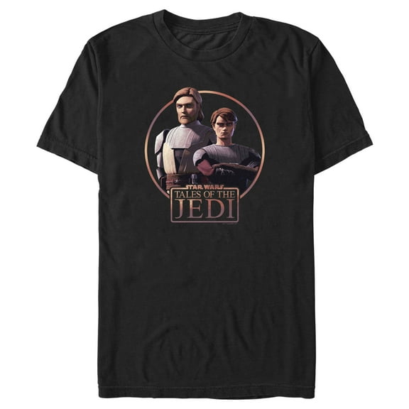 Men's Star Wars: Tales of the Jedi Anakin Skywalker and Obi-Wan Kenobi Graphic Tee Black Small