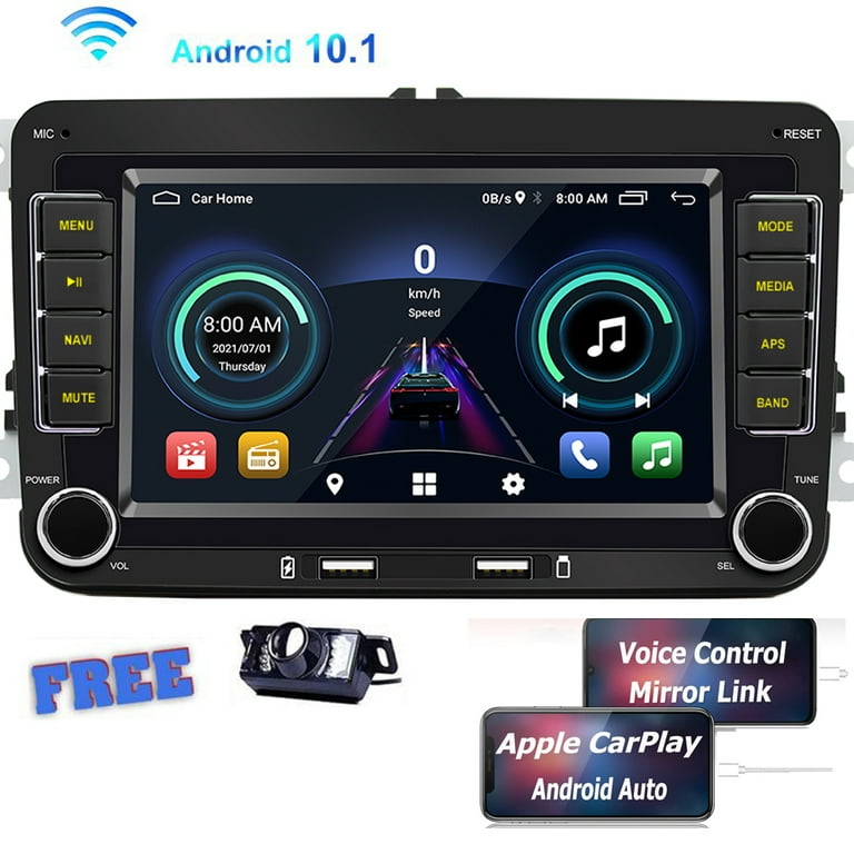 Rear Camera Android 10 Car Stereo for VW with Apple Voice Control Double Din inch Capacitive Touch Screen for Jetta Skoda Seat Golf Volkswagen Car Radio Canbus USB