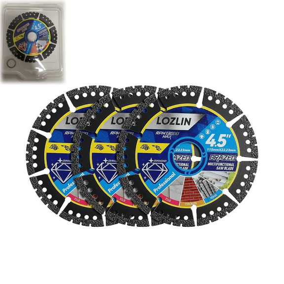 3-Pack 4.5" Diamond Multi-Purpose Saw Blades - Heavy Duty Angle Grinder Discs for Cutting Marble/Quartz/Stone/Tile/Metal/Plastic(wwx)