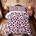 thumbnail image 2 of Manfei Pink Dreamy Bow Twin Quilt Set,Vintage Cheetah Print Twin Coverlet Set,3pcs,1 Bedspread and 1 Pillowcase, 2 of 7