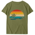 thumbnail image 5 of WREESH Womens Fashion T-Shirts Spring Summer Adult Short Sleeve Round Neck Printing Casual Blouse T-Shirt Tops Shirt Pullover Green, 5 of 5