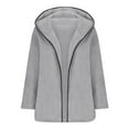 thumbnail image 3 of Fleece Jacket Women Fall Winter Long Sleeve Hooded Pocket Solid Color Double Face Fleece Warm Casual Jacket For Cold Weather Women's Down Jacket, 3 of 5
