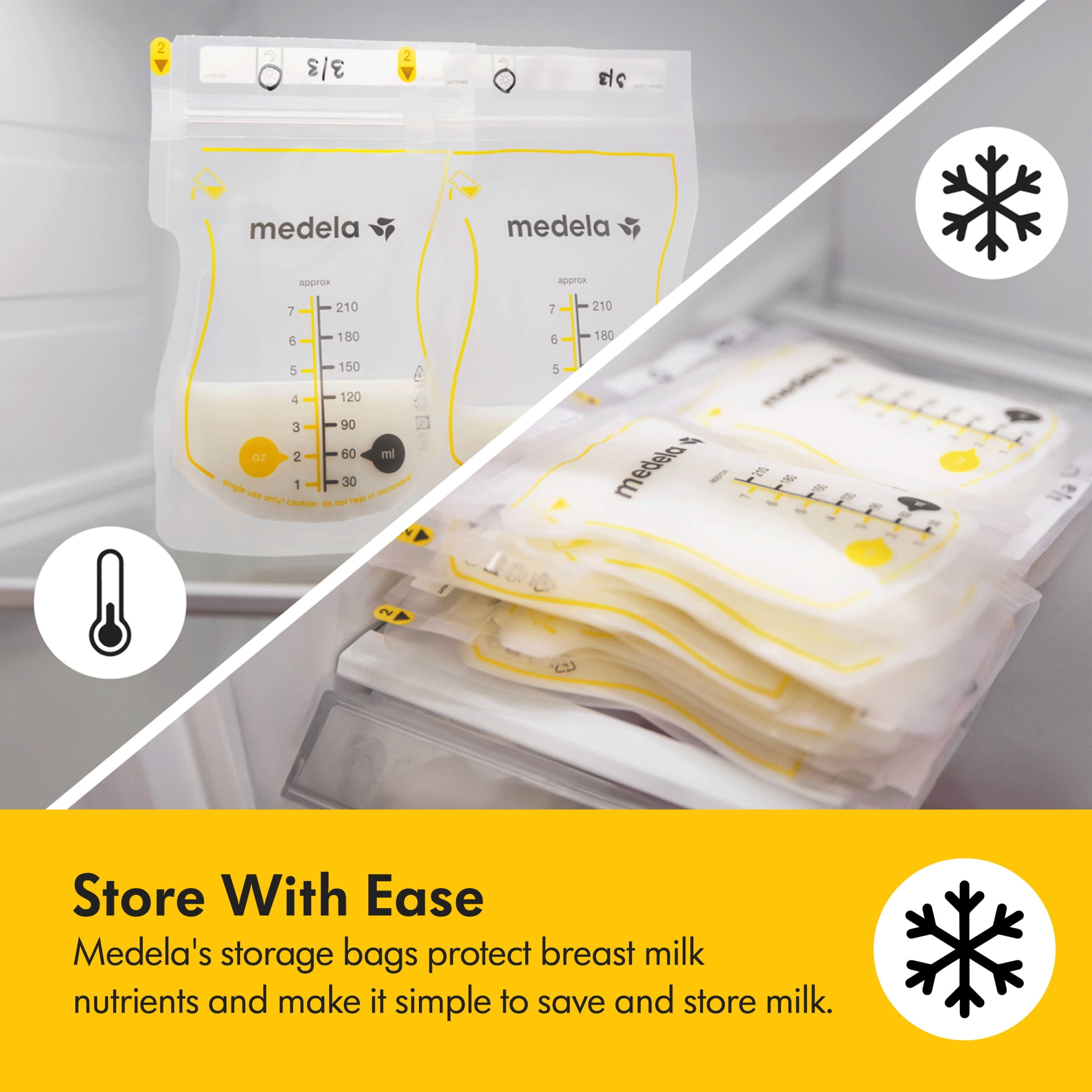 Medela Easy Pour Disposable Breast Milk Storage Bags, 7oz/210ml, 200ct