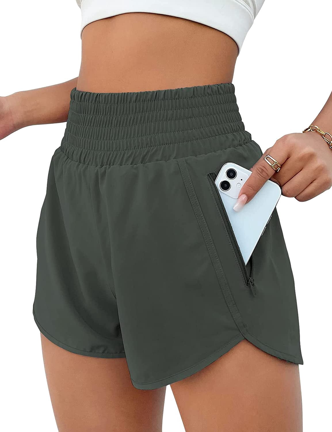BMJL Women's Athletic Shorts High Waisted Running Shorts Pocket Sporty  Shorts Gym Elastic Workout Shorts - Walmart.com
