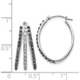 thumbnail image 4 of 14K White Gold Wg Diamond Fascination Black & W Triple Oval Hinged Hoop Ear (22 X 10) Made In United States df222, 4 of 5
