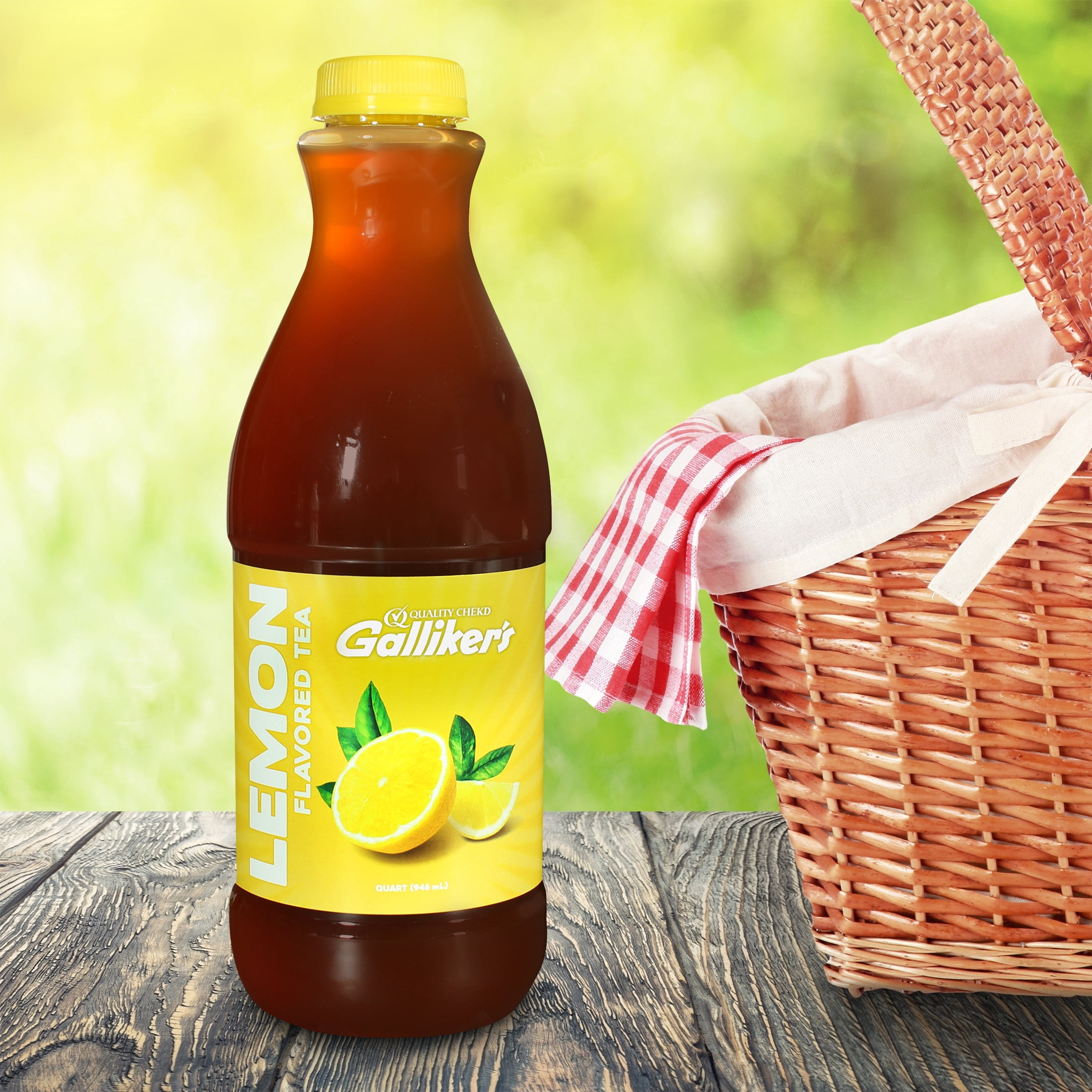 Galliker's Lemon Iced Tea, Quart, Plastic Bottle, Naturally Caffeinated