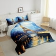 thumbnail image 3 of jejeloiu Chic Eiffel Tower Queen Comforter Set,Oil Painting Aesthetic Bedding Sets,Romantic Paris Bedding Comforter Set For Men Women,Super Cozy Room Decor Reversible,3-Piece, 3 of 8