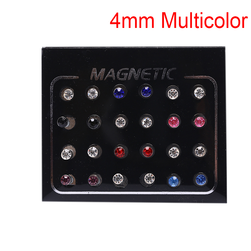 Party Yeah 24Pcs/Set Magnetic Non-Piercing Clip Round Rhinestone Stud Earrings Jewelry - image 1 of 6