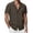 Brown, variant on Men's Cotton Linen Dress Shirt Spread Collar Short Sleeve Loose Fit Solid Color Beach Casual Top