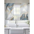 thumbnail image 4 of Modern Marble Sheer Curtains 54 Inch Length 2 Panels Set, Abstract Ink Painted Art Golden Voile Window Treatment Rod Pocket Short Kitchen Curtains Drapes for Bedroom 52"x54"x2, 4 of 7