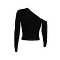 thumbnail image 5 of YueHuiYing Fashion Women Color Off Shoulder Long Sleeve Sweater Pullover Sweater Puff Blouse, 5 of 5