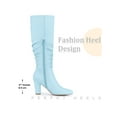 thumbnail image 6 of BLISSFUL STEP Women's Boots  Knee High Faux Suede Pointed Toe Block Heel Wrinkled Dress Boots Sky Blue 6.5, 6 of 7