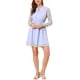 thumbnail image 2 of Vestido de fiesta de mujer Inspire Chic con escote en V, mangas largas, falda acampanada en A, XL, azul claro, 2 of 8