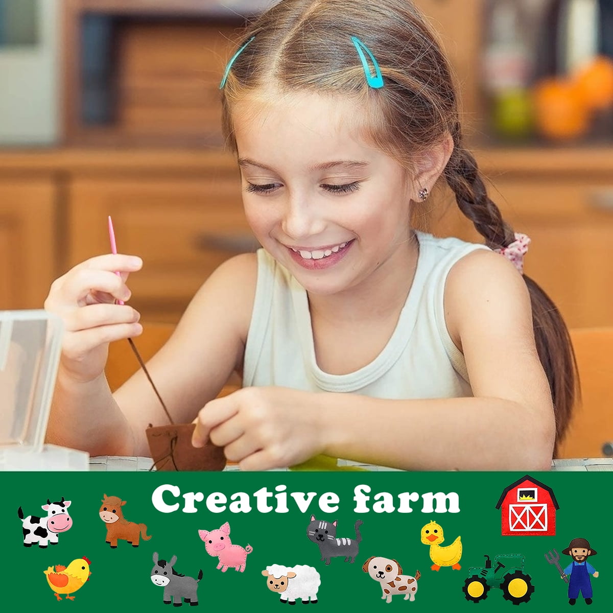 Fyjucpa Jungle Forest Animals Sewing Kit DIY Animals Crafts Kit Felt