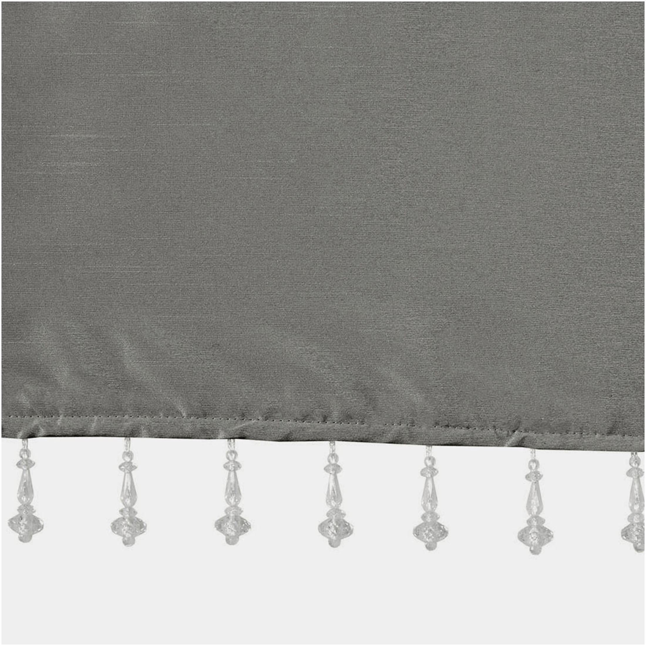 JERFIT 50x26 Inch Charcoal Blackout Window Valance, Faux Silk Curtain Valance with Beaded Trim, Lined Room Darkening Valances for Bedroom Living Room