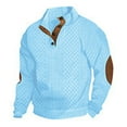 thumbnail image 5 of Mens Casual Knitted Pullover Sweater Long Sleeve Stand Collar Vintage Button Sweaters with Elbow Patches Sky Blue XL, 5 of 5