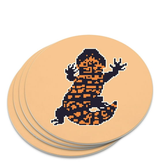 Gila Monster Pixel Lizard Novelty Coaster Set