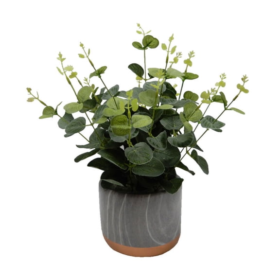 Elements 15-inch Eucalyptus/Artificial Greenery in Marble Pot
