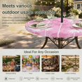 thumbnail image 6 of Round Outdoor Tablecloth with Umbrella Hole and Zipper, Tropical Palm Tree Tablecloth with Elastic Waterproof, Magenta Pink Plants Coastal Leaf Beach Patio Table Covers for 31" - 35" Pool Tables, 6 of 9