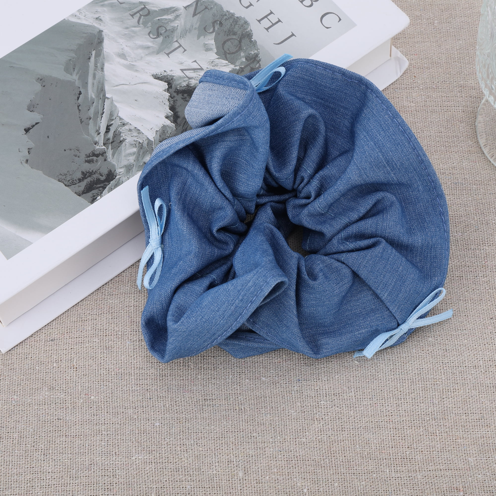 Unique Bargains Bow Denim Hair Ties All Occasions Hairstyles Blue Ribbon Bow