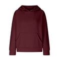thumbnail image 2 of Kids Sweatshirt Girls 4-18 Fayshow0 140 Wine 48%Polyester,38%Rayon,11%Cotton,3%Spandex Solid Color Children Hooded Top Girls Long Sleeved Sweatshirt Round Neck Pullover Top, 2 of 3