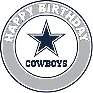 7.5" Round Pre-Cut Cowboys Football Happy Birthday Edible Image Cake Topper By TNCT