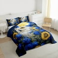 thumbnail image 3 of Castle Fairy Wildlife White Owl Bedding Comforter Set 2pcs for Female Men Women,Chic Floral Sunflower Rose Twin Comforter Sets Microfiber,Blue Yellow Breathable Bedding Set,Lightweight Room Decor, 3 of 8