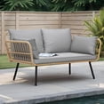 thumbnail image 2 of Dextrus All-Weather Wicker Loveseat with Soft Cushion, 2-Seat Rattan Sofa for Patio Furniture Set - Gray, 2 of 10