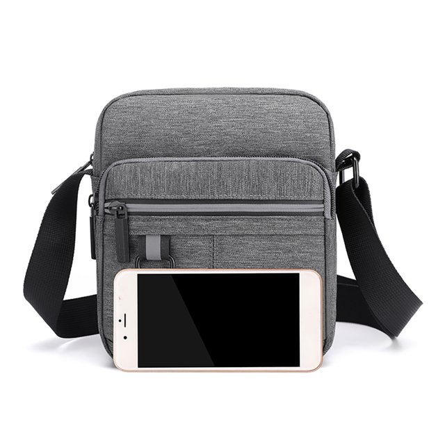 Bolsa bandolera de lona reflectante para hombre, funda para teléfono, trabajo, viaje (gris vertical) Likrtyny Para Estrenar