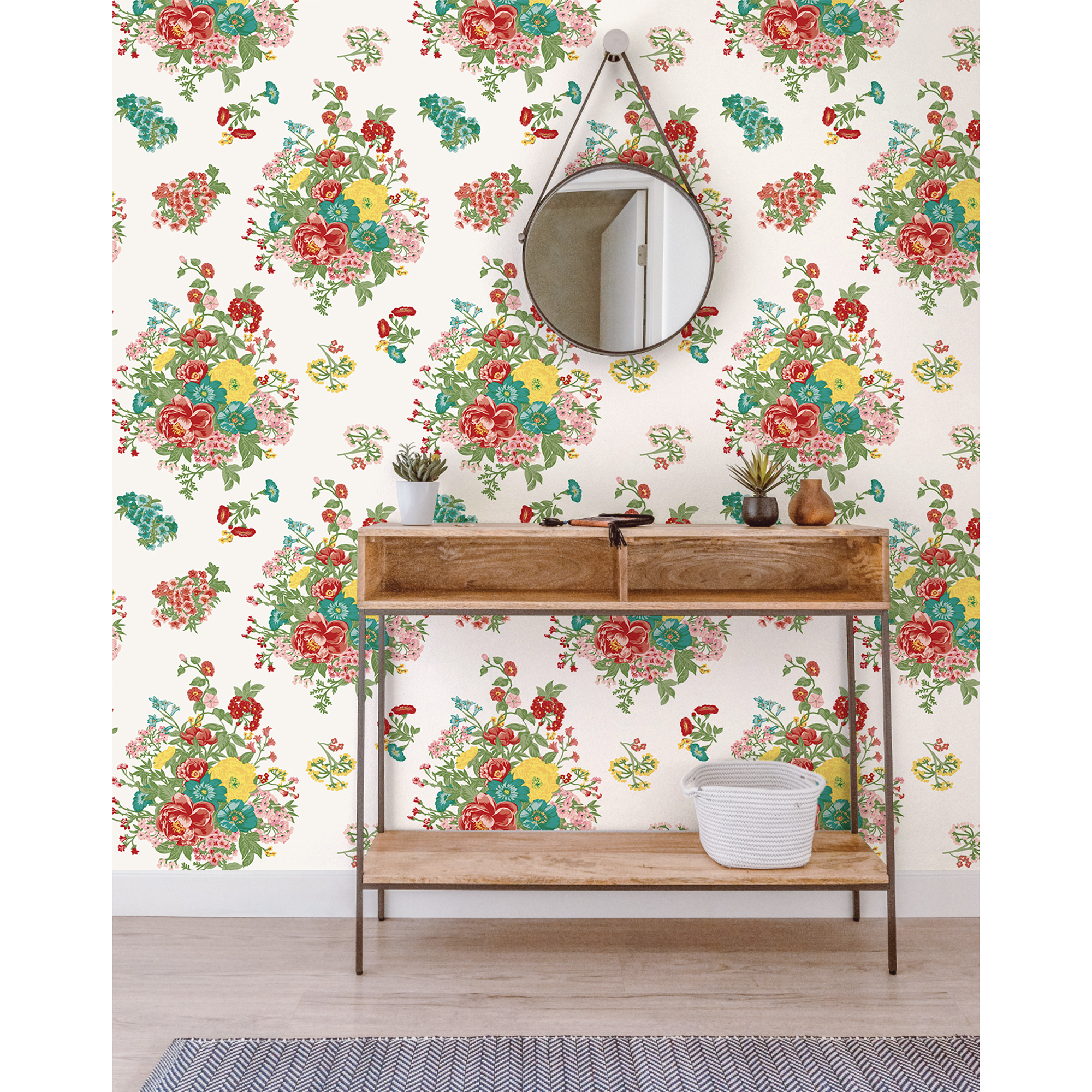 The Pioneer Woman White Fancy Flourish Floral Peel and Stick Wallpaper, 20.5" x 18'