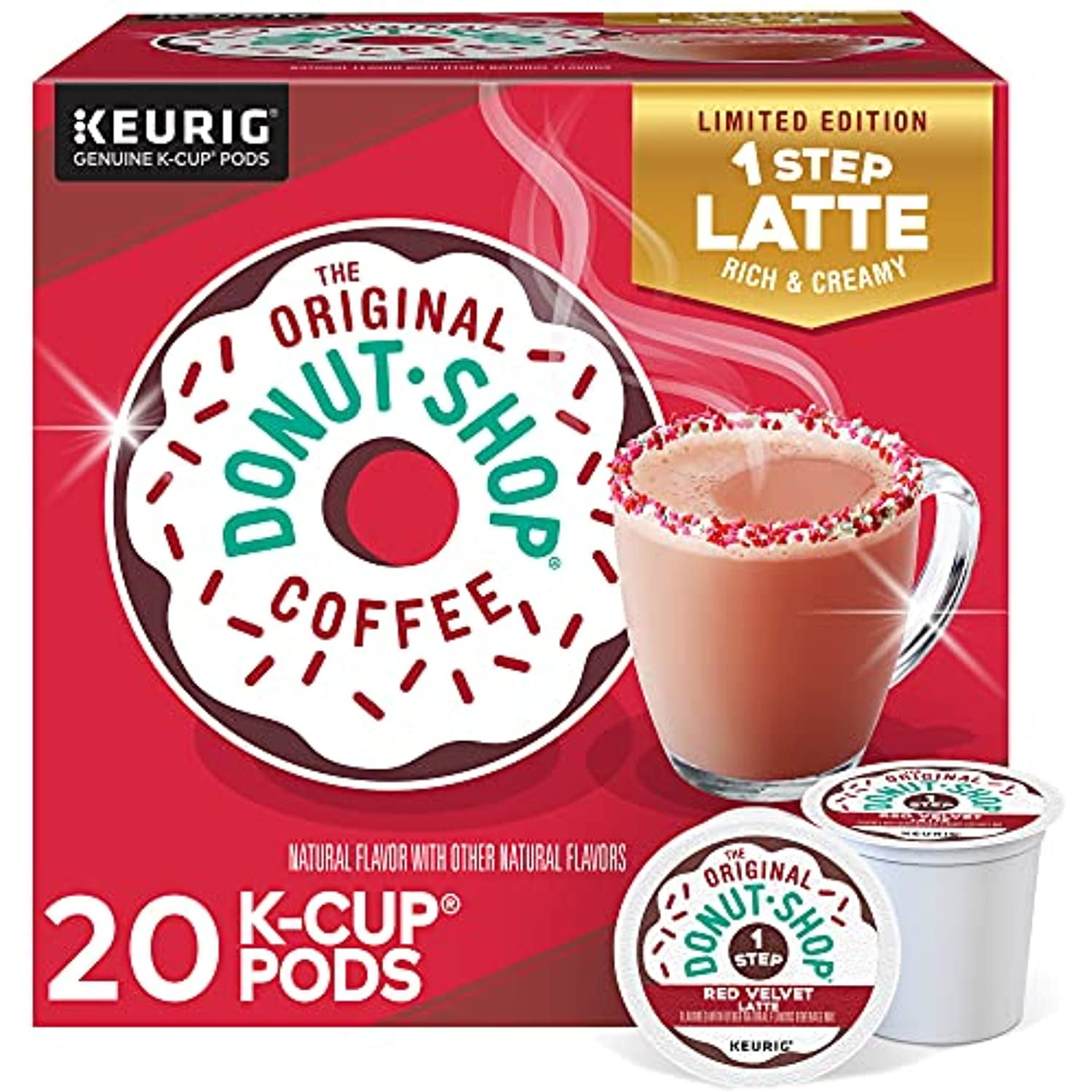 The Original Donut Shop OneStep Red Velvet Latte, Keurig Single Serve