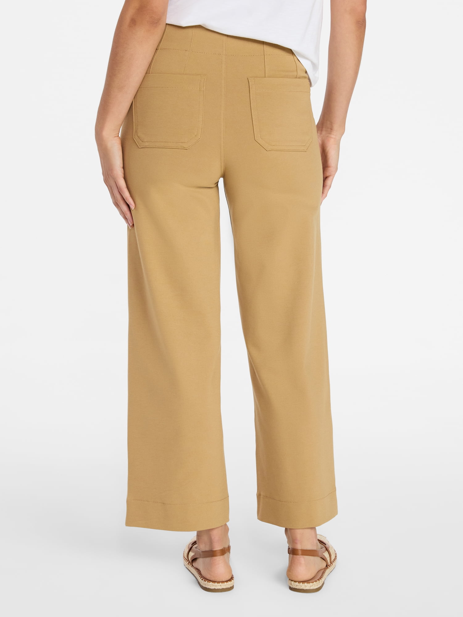 Time and Tru Women's Patch Pocket Ponte Knit Pants, 28" Inseam, Sizes 0-20