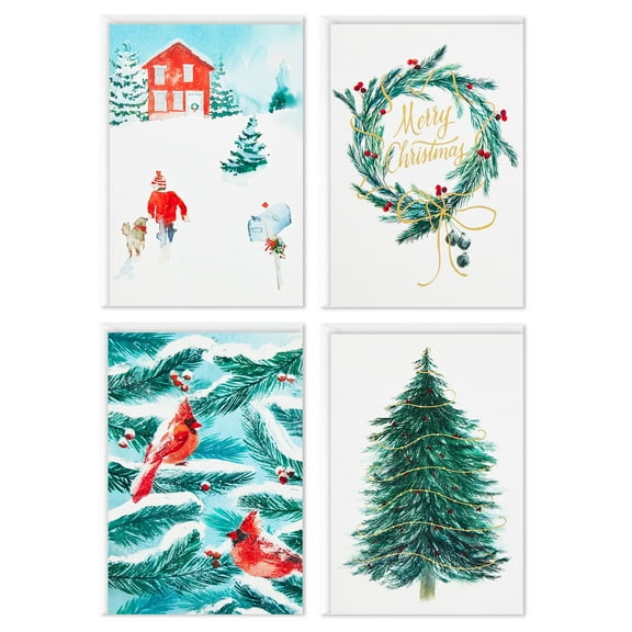 Hallmark Boxed Christmas Cards Assortment, Cardinals and Snowy Barn, Decorative, 40 Cards