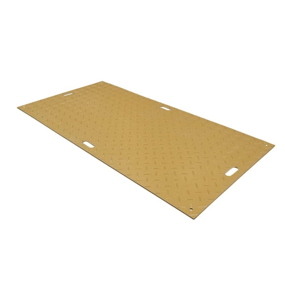 5 Pk 4' x 8' Tan Ground Protection Mats with Diamond Plated Tread Design - High Density Polyethylene Mat, Easily Supports 120 Ton Loads on Lawns, Dirt, and Any Other Areas