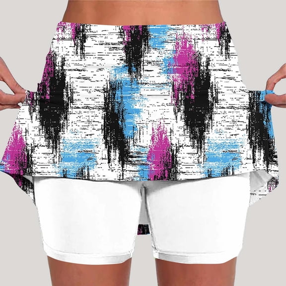Ounisa Skorts for Women Summer Athletic Workout Running Skort with Pockets Casual Print High Waisted Tennis Golf Skirts