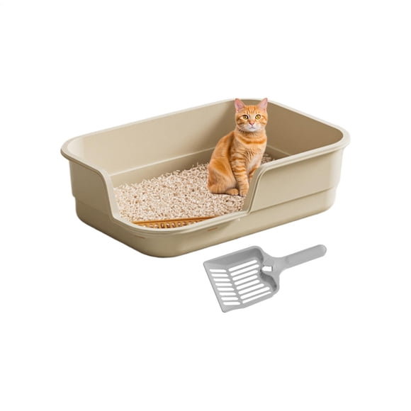 EGNMCR Extra Large Semi-Enclosed Litter Box High Sides Splashing Low Entry Senior Litter Pen For Geriatric Cats Clean Open Top Kitty litter products