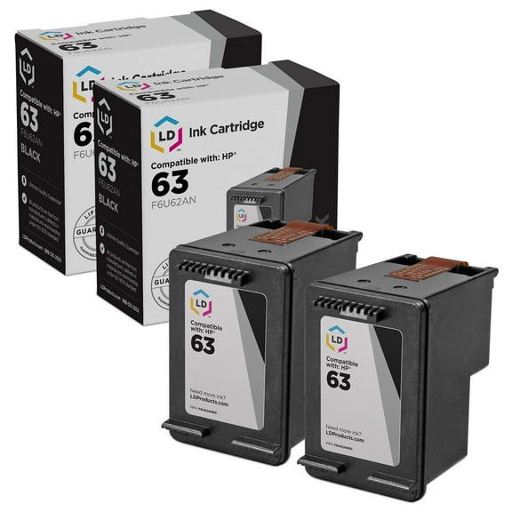 LD Products Compatible Ink Cartridge Replacement for HP 63 F6U62AN (Black, 2 Cartridge Pack)