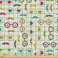 thumbnail image 2 of Ambesonne Colorful Fabric by the Yard Upholstery, Glasses Hearts Mustache, 1 Yard, Multicolor, 2 of 5