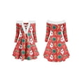 thumbnail image 3 of Seyurigaoka Winter Women Juniors Long Sleeve Dress Off-shoulder Christmas Element Printed Dress, 3 of 4