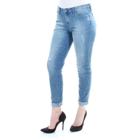 MAISON JULES Womens Blue Frayed Distressed Slim Boyfriend Jeans  Size: 25 (Best Shoes For Boyfriend Jeans)