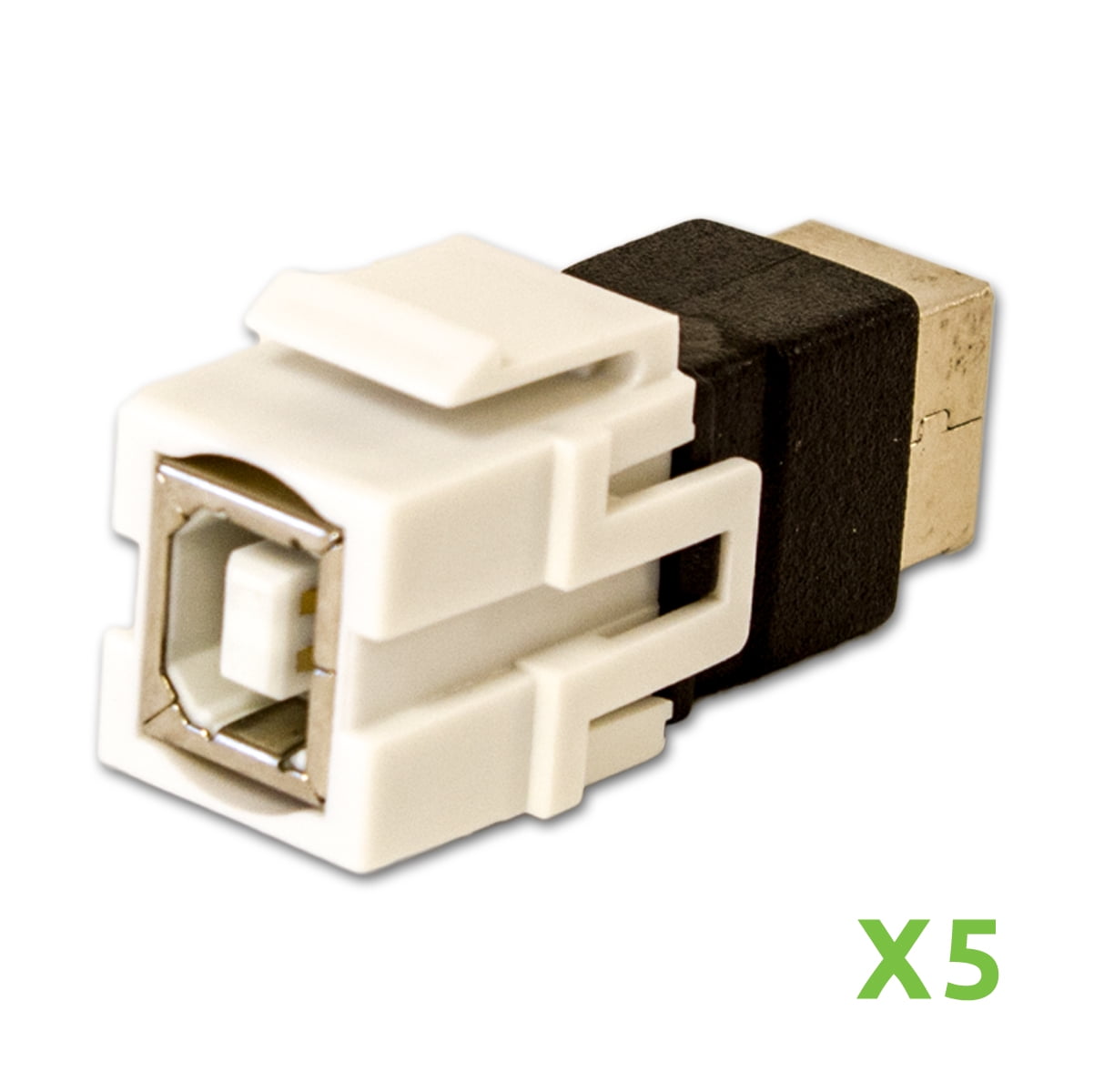NavePoint USB 2.0 B Female to Female Keystone Adapter White 5pack