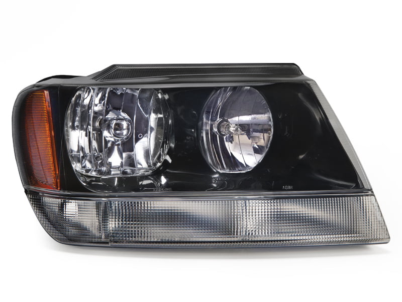 HEADLIGHTSDEPOT Compatible with Jeep Grand Cherokee Laredo New Passenger Side Black Headlight w/Clear Signal Light Lens w/o Bulbs 